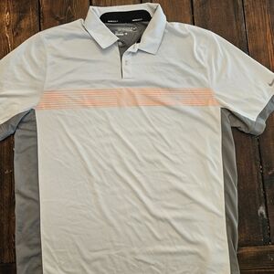 Men's Gray and Orange Golf Polo Shirt